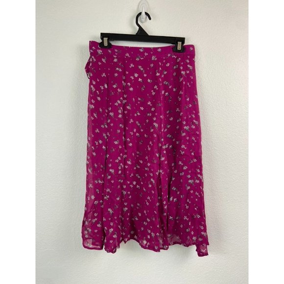 Rag and Bone women's 8 pink floral side tie georgette wrap midi skirt - Picture 5 of 7